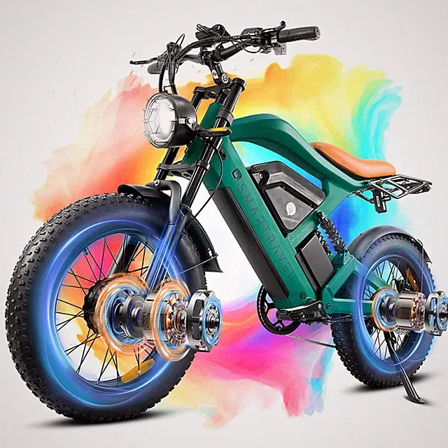 20in Electric Bike for Adults 3000W Motor 52V 50AH Off-road Mountain Ebike Green