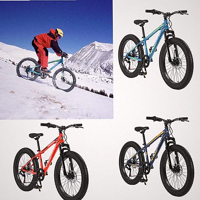 24 Inch Fat Tire Mountain Bike Adult Full Shimano 7 Speeds Mountain Trail Bike