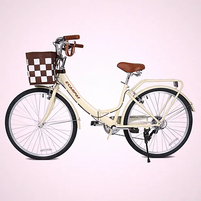 26" Folding City Bike 7-Speed Steel Frame Commuter-Ready Basket for Men Women