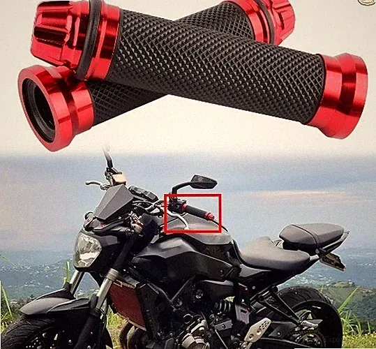 7/8" 22mm Motorcycle Handlebar Grips Gel Rubble Compatible with Cho Color: Red