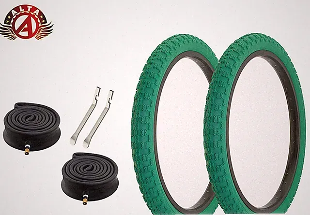 ALTA Performance BMX BICYCLE 20" x 2.125" Green DURABLE COMP III TIRES 6pc SET.