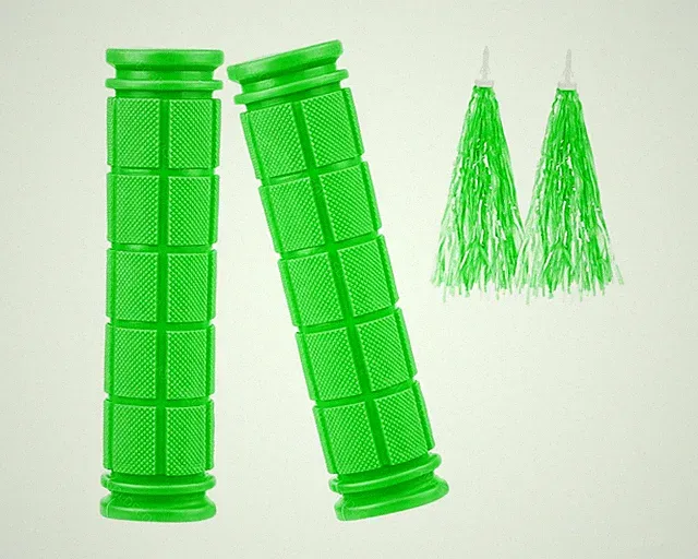 Bike Handlebar Grips with Tassel Streamers for Kids ‎4.7"L x 0.87"W, Green