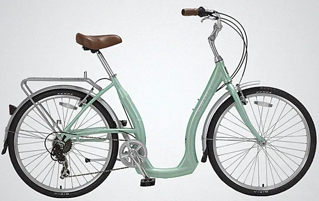 Biria Easy Boarding 7 Speed Step Through Cruiser Bicycle, Aqua Green, 40CM
