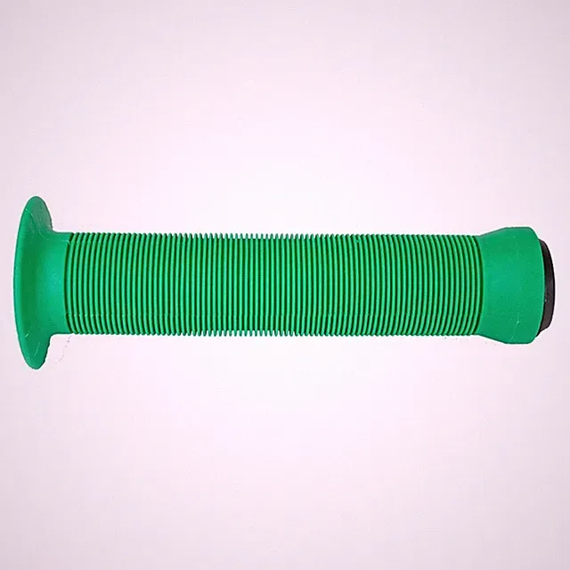BLACK OPS BICYCLE SOFT FLANGED LONGNECK GRIPS w/ PLUGS BMX SCOOTER GREEN PAIR