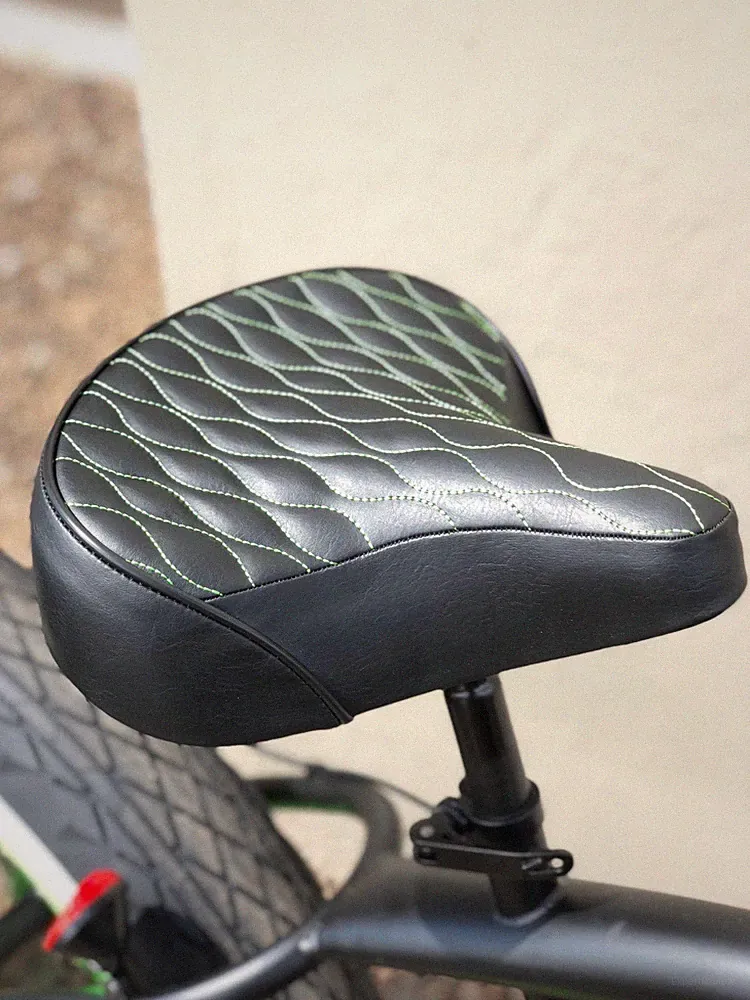 Custom Beach Cruiser Comfortable Bicycle Seat- GREEN STITCHING
