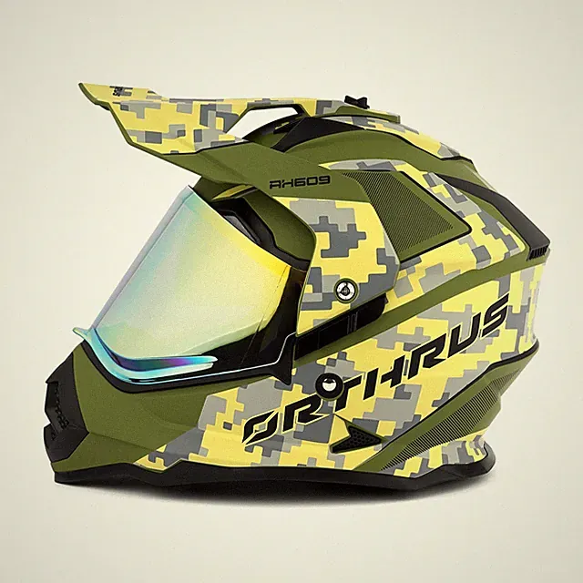 Camo Dual Sport Helmet DOT Adult Motocross Helmet Sun Peak for ATV Dirt Bike
