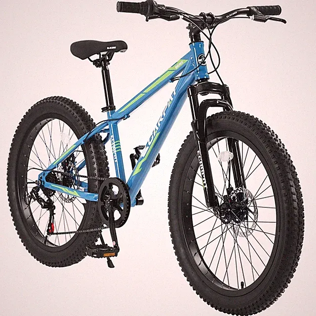 Elecony 24" Fat Tire Bike, Shimano 7-Speed, Dual Disc, Steel Frame, Suspension