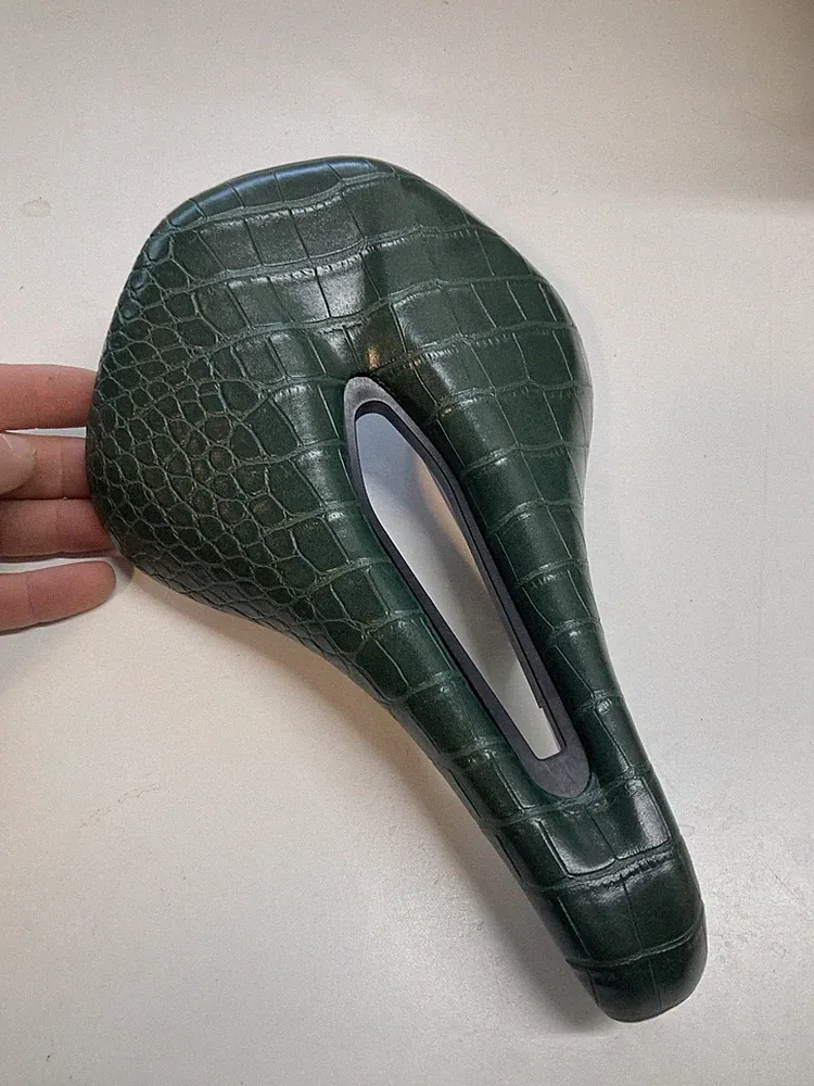 Green leather saddle 160mm x 250mm road gravel mountain bike seat short power