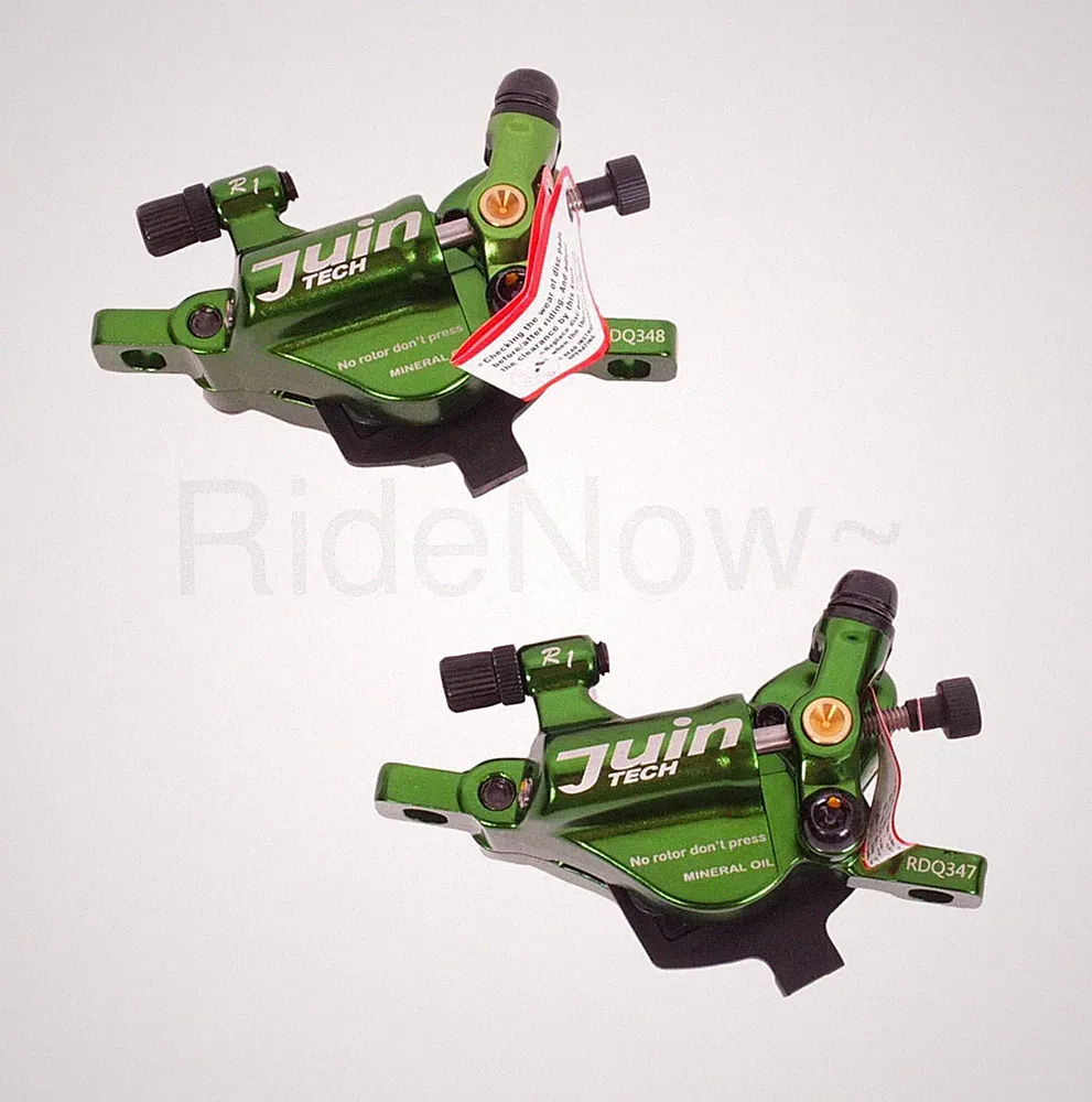 JuinTech Road Gravel Bicycle Bike Cable Hydraulic Disc Brake Calipers Set Green