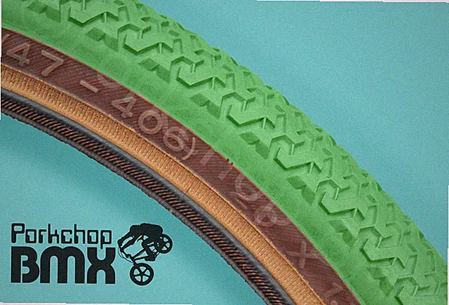 Kenda K55 freestyle tread BMX bicycle skinwall tire - 20" X 1.75" GREEN