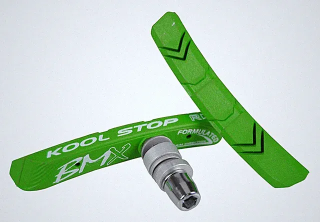KOOL STOP BMX bicycle THREADED V-brake brake pads LIME GREEN