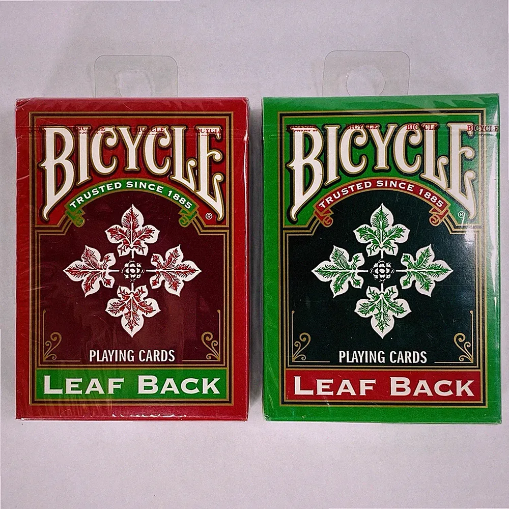 New Set of Red & Green Bicycle Leaf Back Playing Cards Sealed Decks