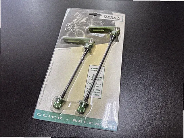 NOS TRANZ X Vintage Green MTB QR Skewers set Quick Release Mountain Bicycle