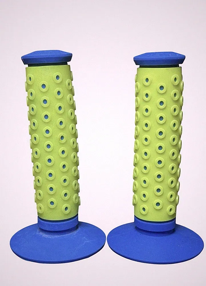Oakley B-1B BMX Handlebar Grips Pair, Rubber Slip-On, Blue/Green