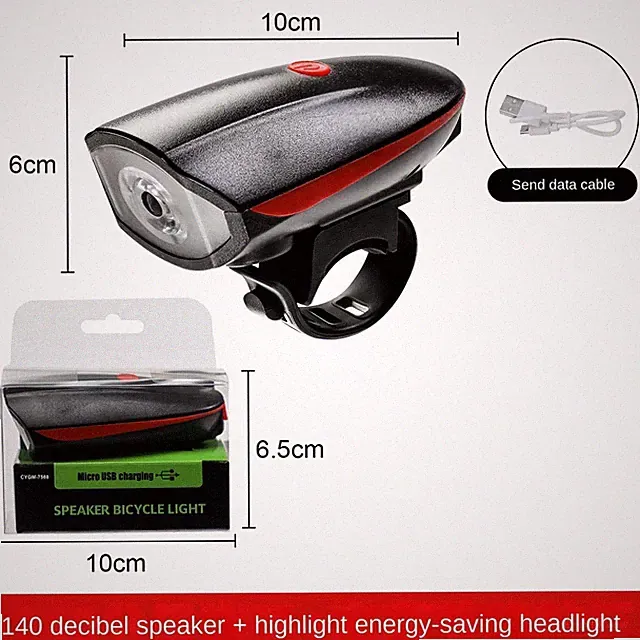Rechargeable Bicycle Horn with LED Light Electric Bike Bell MTB Cycling Lamp