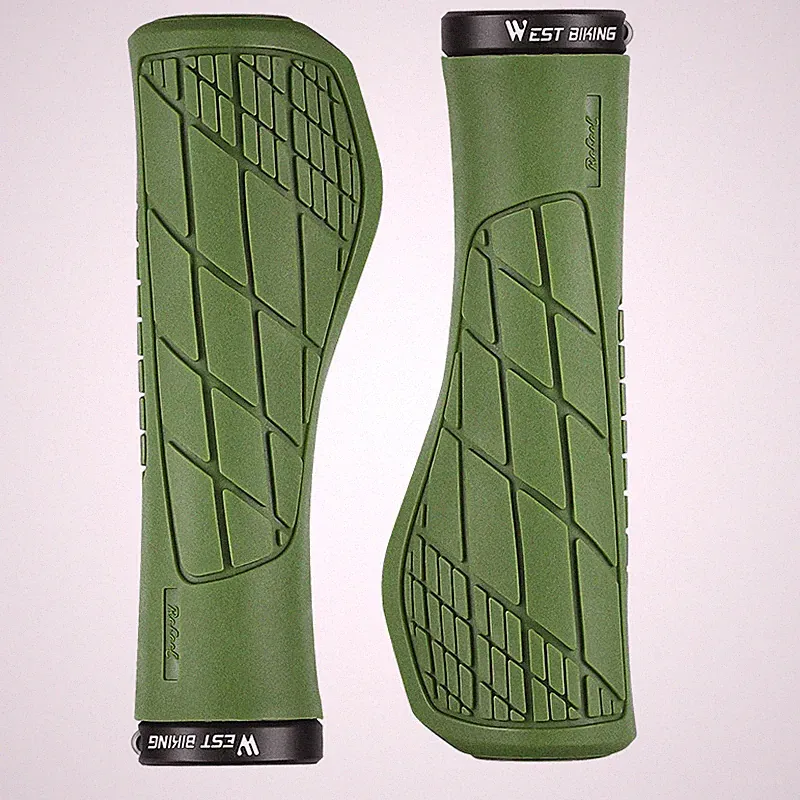 WEST BIKING Bicycle Handlebar Grips Ergonomic Lock-on Rubber Bike Grips Green