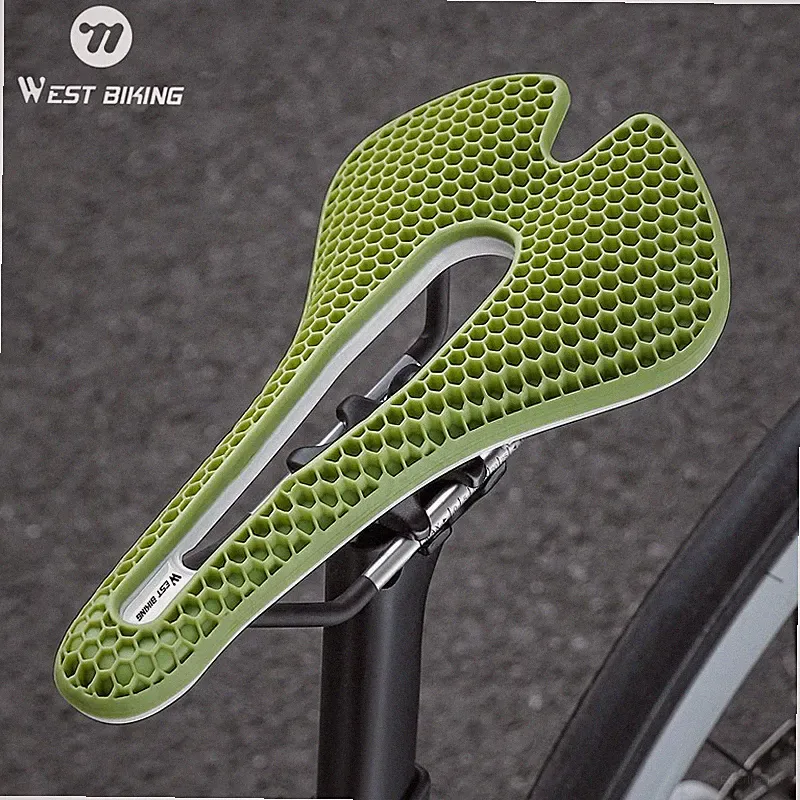 WEST BIKING Bicycle Saddle 3D Honeycomb Hollow MTB Road Bike Seat Cushion Green